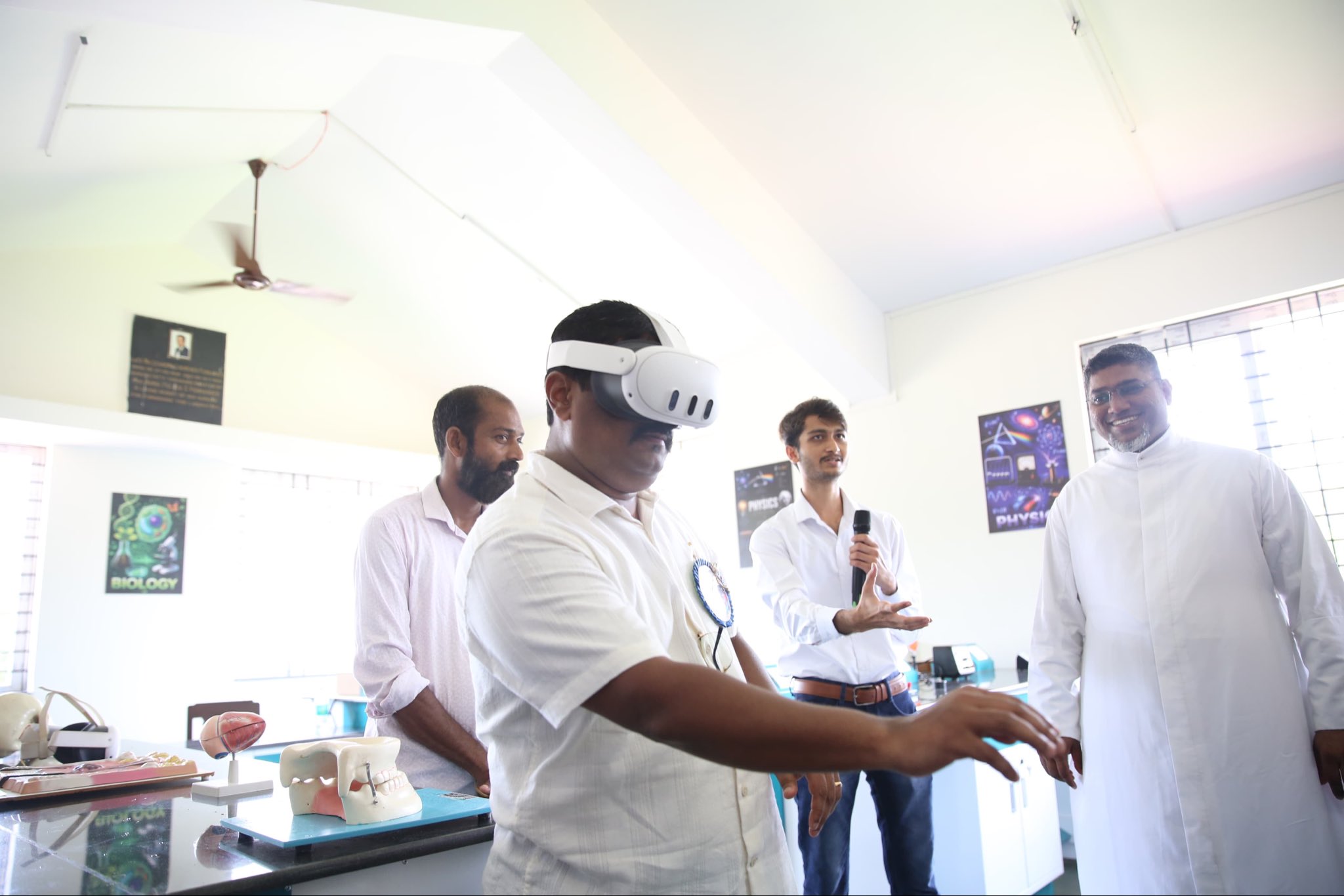 Students using VR headsets at Goa VR Science Lab
